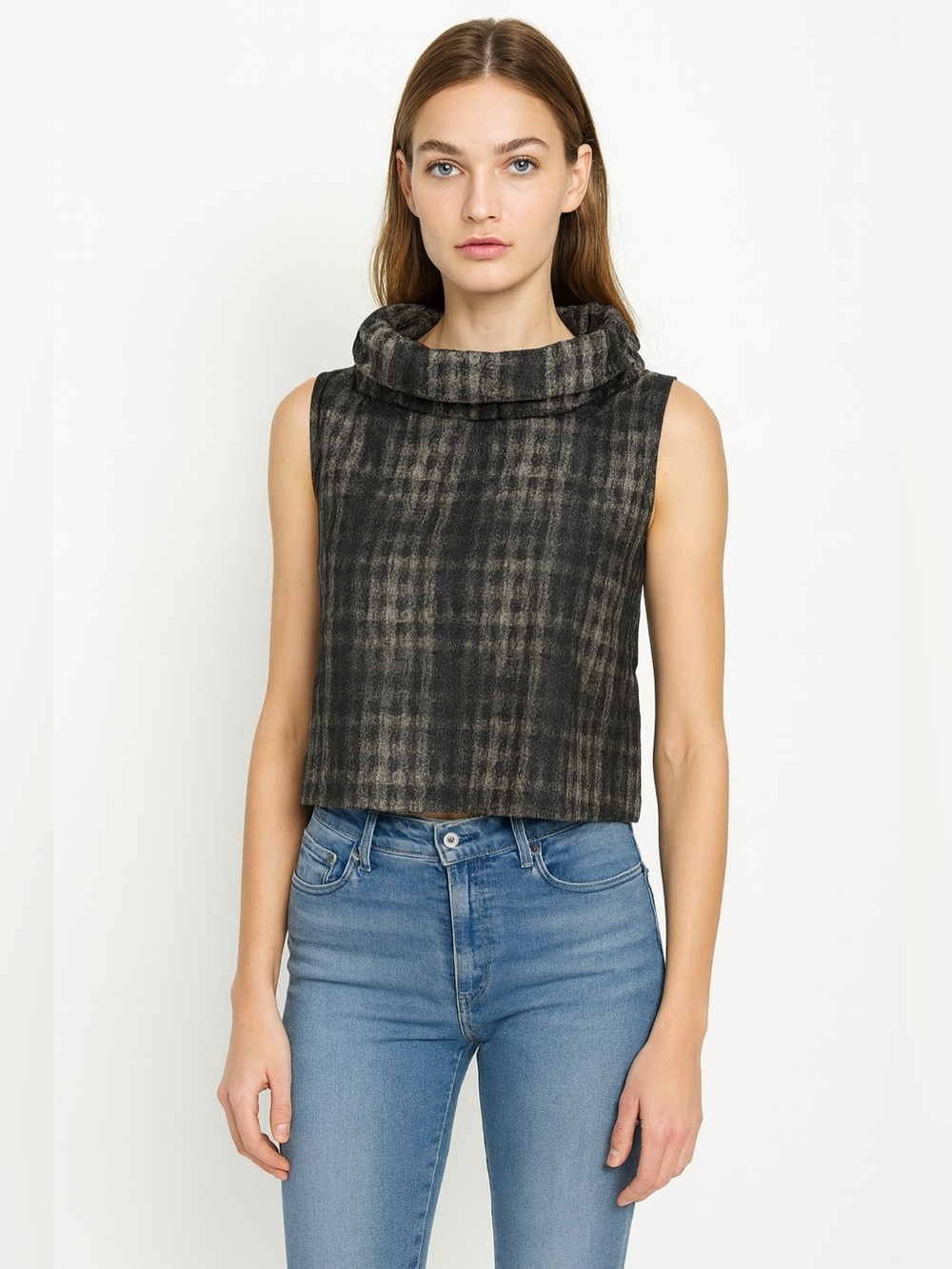 Sun Kim Jacquard Wire Collar Sleeveless Top | Size Medium